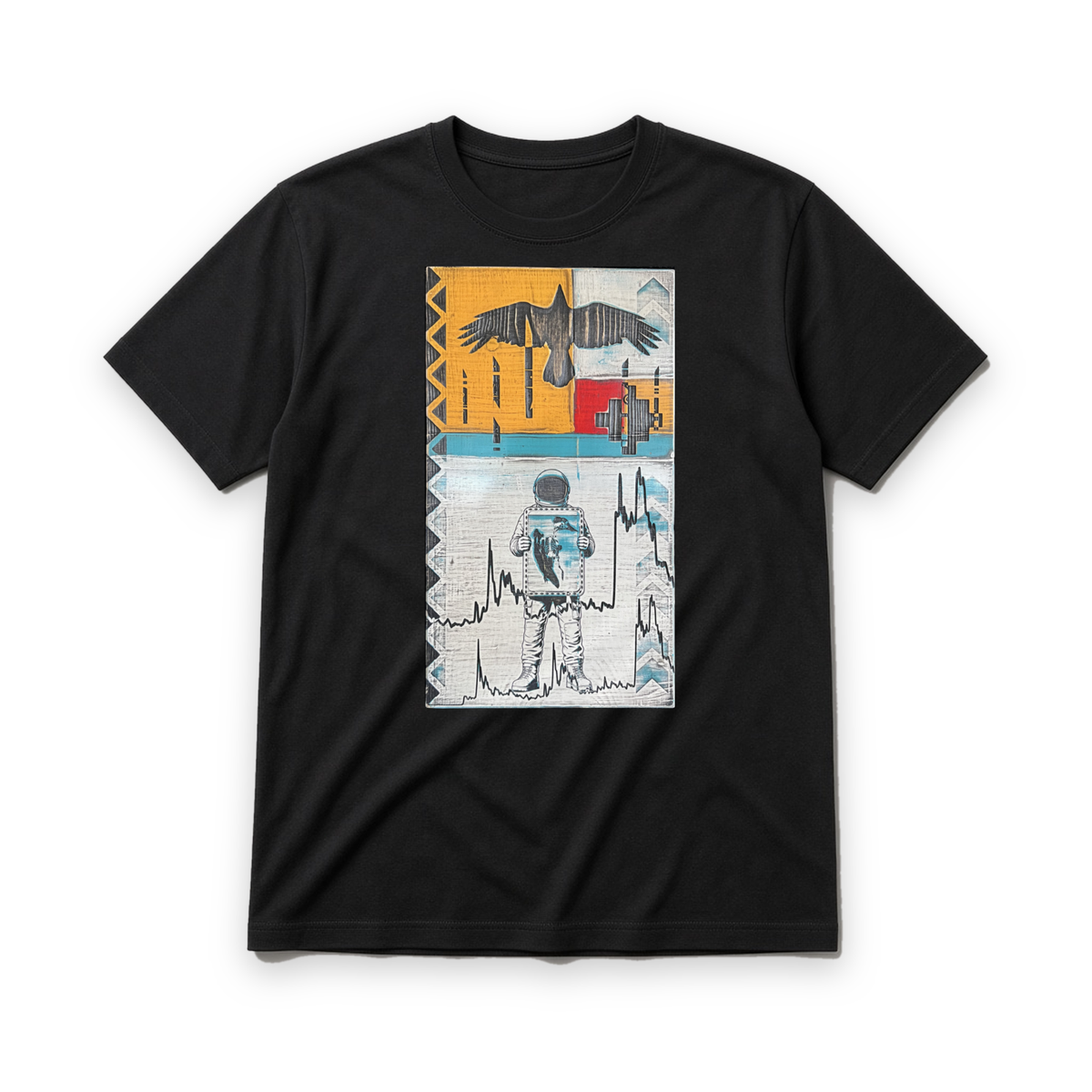 Matt Gunnell Flight Data graphic tee on SUVVO black tee